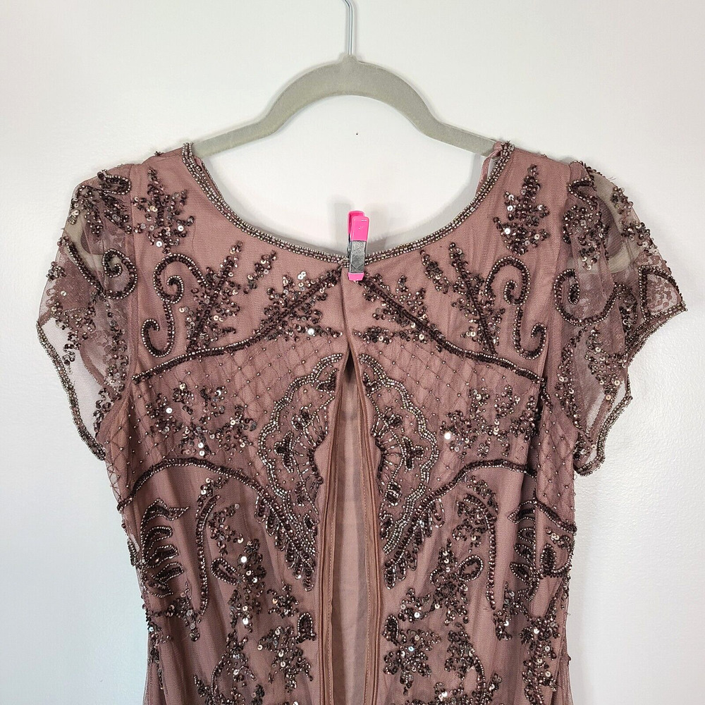 Pisarro Nights Beaded Gown 10 Embellished Mauve Purple Mother Of The Bride FLAW - Picture 12 of 16